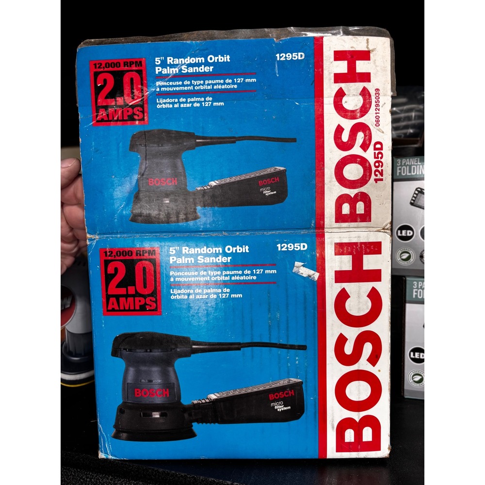 Bosch 1295D 5 Inch Random Orbit Palm Sander 2.0 Amp 12000 RPM Corded Electric